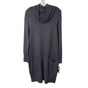 Lennie for Nina Leonard Women's Sweater Dress M Gray Cowl Neck Long Sleeve NWT